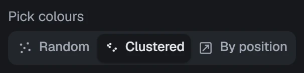 Pick colours in the app, set to Clustered