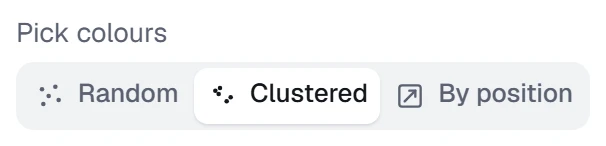 Pick colours in the app, set to Clustered