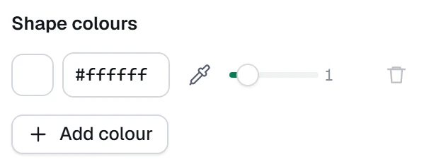 Shape colours in the app, set to White only