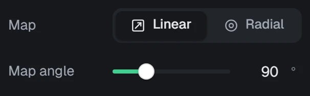 Colour by position in the app, set to Linear, 90°