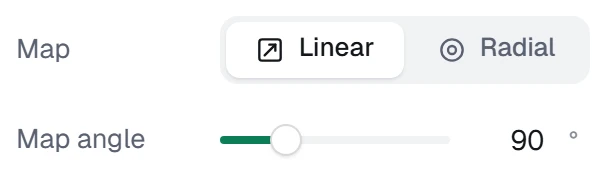 Colour by position in the app, set to Linear, 90°