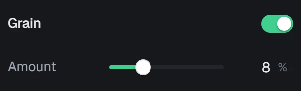 Grain in the app, set to Amount 8%