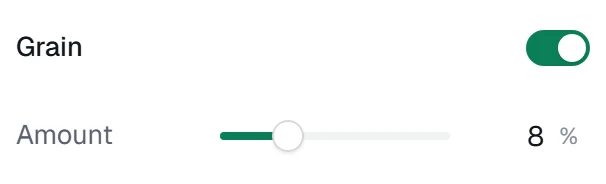 Grain in the app, set to Amount 8%