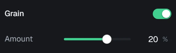Grain in the app, set to Amount 20%