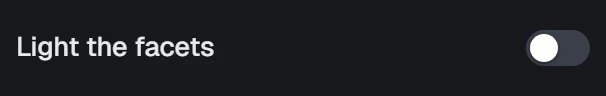 Light the facets in the app, set to Off