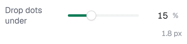 Drop dots under in the app, set to 15%