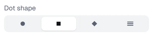 Dot shape in the app, set to Square