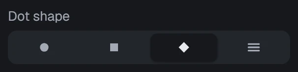 Dot shape in the app, set to Diamond