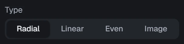 Size field type in the app, set to Radial