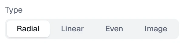 Size field type in the app, set to Radial