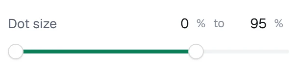 Dot size in the app, set to 0% to 95%