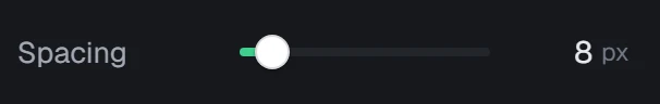 Spacing in the app, set to 8 px