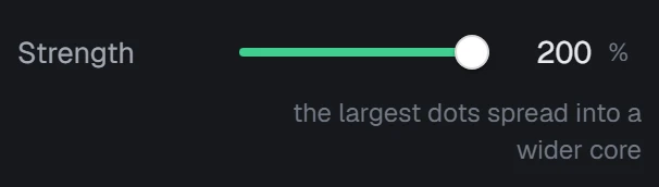 Peak strength in the app, set to 200%