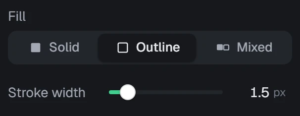 Fill in the app, set to Outline, 1.5 px stroke