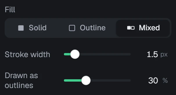 Fill in the app, set to Mixed, 30% outlines