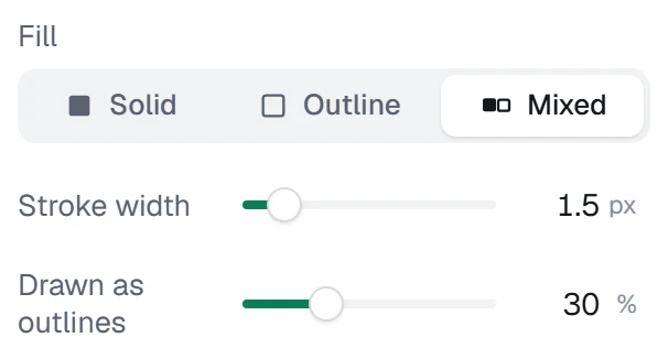 Fill in the app, set to Mixed, 30% outlines