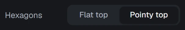 Hexagon orientation in the app, set to Pointy top