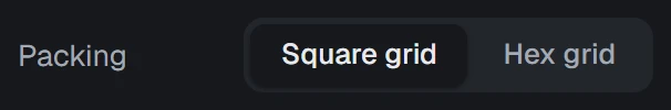 Packing in the app, set to Square grid