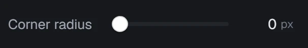 Corner radius in the app, set to 0 px