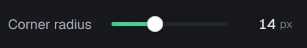 Corner radius in the app, set to 14 px