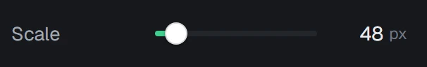 Scale in the app, set to 48 px