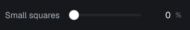 Small squares in the app, set to 0%