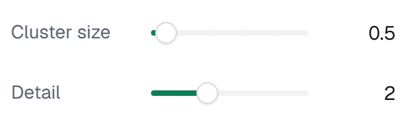 Variation cluster size in the app, set to Cluster size 0.5