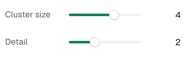 Variation cluster size in the app, set to Cluster size 4