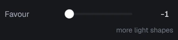 Favour in the app, set to -1, more light shapes