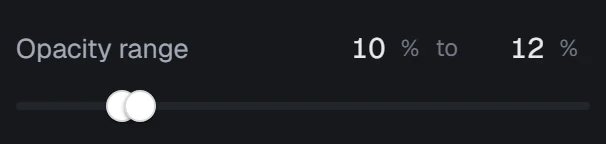 Opacity range in the app, set to 10% to 12%