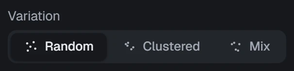 Variation in the app, set to Random