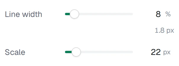 Topography in the app, set to Scale 22 px