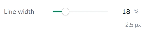 Line width in the app, set to 18%