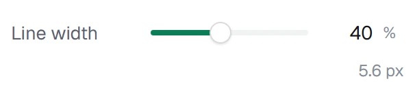 Line width in the app, set to 40%
