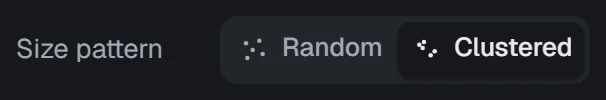 Size pattern in the app, set to Clustered