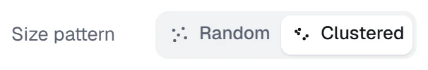 Size pattern in the app, set to Clustered