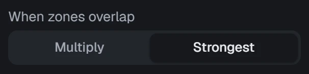 When zones overlap in the app, set to Strongest