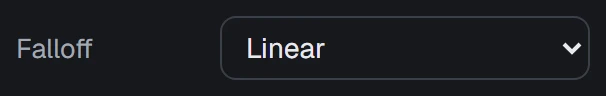 Falloff in the app, set to Linear