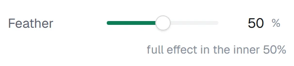 Feather in the app, set to 0.5