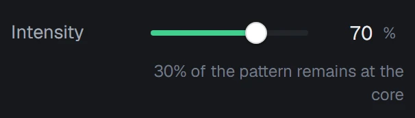 Intensity in the app, set to 70%